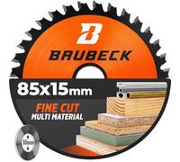 BAUBECK 85mm x 15mm Circular Saw Blade for fine cut in Wood, Metal etc. - Compatible with Bosch Makita Dewalt