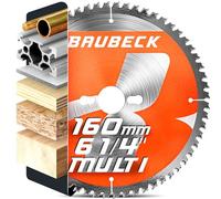 BAUBECK Circular Saw Blade 160mm x 20mm/ 16mm with 80T for fine finish in Wood, Metal etc. - TCT 160 mm saw blade - Compatible with Bosch Makita Dewalt Festool Freud 160 mm mitre saw blade