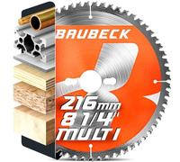 BAUBECK Circular saw blade 216mm x 30mm - 1 inch, 20, 16mm Adapter - 100T for fine finish in Wood, Metal - TCT 216 saw blade - Compatible with Bosch Makita Dewalt Festool Freud 216mm Mitre Saw Blade