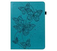 BAUBEY Case for 10.2 inch iPad 2021 9th & 8th & 7th Gen, Air 3, Pro 10.5, Protective Case with Card Holder & Pencil Holder, Auto Sleep/Wake Butterfly Print Cover with Anti-slip Strips (Blue)