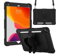 BAUBEY Case for 10.2 inch iPad 2021 9th & 8th & 7th Gen, Air 3, Pro 10.5, Silicone Case with Shoulder Strap for Kids, Cute Shockproof Protective Butterfly Foldable Stand Cover (Black)