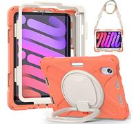 BAUBEY Case for 2021 iPad Mini 6 Case Cover 8.3 inch with Pencil Holder, iPad Mini 6th Generation Case with Hand Strap, Protective Case with Shoulder Strap for iPad Mini 6 (Orange)