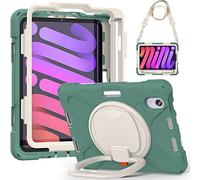 BAUBEY Case for 2021 iPad Mini 6 Case Cover 8.3 inch with Pencil Holder, iPad Mini 6th Generation Case with Hand Strap, Protective Case with Shoulder Strap for iPad Mini 6 (Emeraid Green)