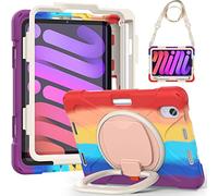 BAUBEY Case for 2021 iPad Mini 6 Case Cover 8.3 inch with Pencil Holder, iPad Mini 6th Generation Case with Hand Strap, Protective Case with Shoulder Strap for iPad Mini 6 (Colorful Red)