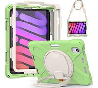 BAUBEY Case for 2021 iPad Mini 6 Case Cover 8.3 inch with Pencil Holder, iPad Mini 6th Generation Case with Hand Strap, Protective Case with Shoulder Strap for iPad Mini 6 (Matcha Green)