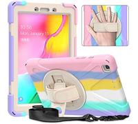 BAUBEY Case for Galaxy Tab A 8.0 2019, 360 Degree Rotatable Kickstand,Hand Strap and Shoulder Strap,Hybrid Heavy Duty Shockproof Case for Samsung Galaxy Tab A 8.0 SM-T290/T295/T297 (Pink)
