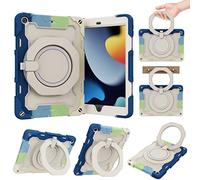 BAUBEY Case for iPad 9th Generation 2021/ iPad 8th Generation 2020/ iPad 7th Generation 2019, Heavy Duty Rugged Shockproof Cover with Shoulder Strap & Hand Strap & Pencil Holder (Colorful Blue)