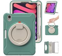 BAUBEY Case for iPad Mini 6 2021 8.3 inch with Pencil Holder, [Support 2nd Gen Pencil Wireless Charging], Hard PC Back Cover with Foldable Stand& Hand Strap for ipad Mini 6th Gen 2021 (Emeraid Green)
