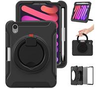 BAUBEY Case for iPad Mini 6 2021 8.3 inch with Pencil Holder?[Support 2nd Gen Pencil Wireless Charging], Hard PC Back Cover with Foldable Stand and Hand Strap for ipad Mini 6th Gen 2021 (Black)