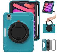 BAUBEY Case for iPad Mini 6 2021 8.3 inch with Pencil Holder?[Support 2nd Gen Pencil Wireless Charging], Hard PC Back Cover with Foldable Stand and Hand Strap for ipad Mini 6th Gen 2021 (Blue)