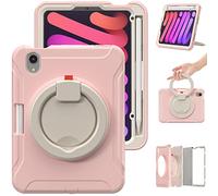 BAUBEY Case for iPad Mini 6 2021 8.3 inch with Pencil Holder?[Support 2nd Gen Pencil Wireless Charging], Hard PC Back Cover with Foldable Stand and Hand Strap for ipad Mini 6th Gen 2021 (Pink)
