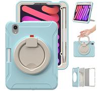 BAUBEY Case for iPad Mini 6 2021 8.3" with Pencil Holder, [Support 2nd Gen Pencil Wireless Charging], Hard PC Back Cover with Foldable Stand & Hand Strap for ipad Mini 6th Gen 2021 (Ice Crystal Blue)