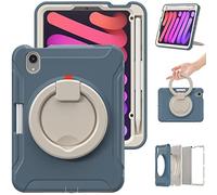 BAUBEY Case for iPad Mini 6 2021 with Pencil Holder, [Support 2nd Gen Pencil Wireless Charging], Hard PC Back Cover with Foldable Stand & Hand Strap for ipad Mini 6th Gen 2021 (Cornflower Blue)