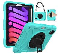 BAUBEY Case for iPad Mini 6th Generation 8.3 inch, Silicone Shockproof Protective Cover with Pencil Holder, Hand Strap, Kickstand, Shoulder Strap, Support iPad 2nd Pencil Charging (Mint Green)