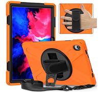 BAUBEY Case for Lenovo Tab P11 2020 Released 11 inch (Model: TB-J606F TB-J606X),Heavy Duty Rugged Rotating Stand Shockproof Case Cover with Hand Strap and Shoulder Strap (Orange)