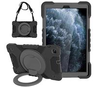 BAUBEY Case for Samsung Galaxy Tab A 10.1 Case 2019,SM-T510/T515, Full-Body Protection Case with 360 Degrees Rotating Stand,Pencil Holder,Hand Strap,Shoulder Strap (Black+Gray)