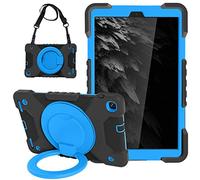 BAUBEY Case for Samsung Galaxy Tab A 10.1 Case 2019,SM-T510/T515, Full-Body Protection Case with 360 Degrees Rotating Stand,Pencil Holder,Hand Strap,Shoulder Strap (Black+Blue)