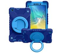 BAUBEY Case for Samsung Galaxy Tab A 8.0 2019 SM-T290 T295 Case, Full-Body Protection Case with 360 Degrees Rotating Stand,Pencil Holder,Hand Strap,Shoulder Strap (Navy+Blue)