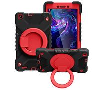 BAUBEY Case for Samsung Galaxy Tab A 8.0 2019 SM-T290 T295 Case, Full-Body Protection Case with 360 Degrees Rotating Stand,Pencil Holder,Hand Strap,Shoulder Strap (Black+Red)