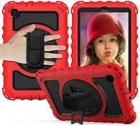 BAUBEY Case for Samsung Galaxy Tab A 8.4 2020 (SM-T307/T307U),Shockproof Heavy Duty Rugged Full Body Protective Case with Swivel Kickstand,Hand Strap, Shoulder Strap (Red)