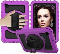 BAUBEY Case for Samsung Galaxy Tab A 8.4 2020 (SM-T307/T307U),Shockproof Heavy Duty Rugged Full Body Protective Case with Swivel Kickstand,Hand Strap, Shoulder Strap (Purple)