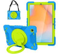 BAUBEY Case for Samsung Galaxy Tab A7 10.4'', Heavy Duty Rugged Shockproof Drop Protection Case with Stand, Handle Hand Strap & Shoulder Strap for Galaxy Tab A7 T500/T505/T507 (Blue+Grass Green)