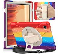 BAUBEY Case for Samsung Galaxy Tab A7 10.4'', Heavy Duty Rugged Shockproof Drop Protection Case with Stand, Handle Hand Strap & Shoulder Strap for Galaxy Tab A7 10.4 Inch SM-T500/T505/T507 (Red)