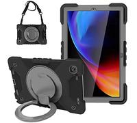 BAUBEY Case for Samsung Galaxy Tab A7 10.4'', Heavy Duty Rugged Shockproof Drop Protection Case with Stand, Handle Hand Strap & Shoulder Strap for Galaxy Tab A7 T500/T505/T507 (Black+Gray)