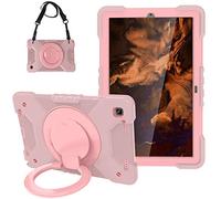 BAUBEY Case for Samsung Galaxy Tab A7 10.4'', Heavy Duty Rugged Shockproof Drop Protection Case with Stand, Handle Hand Strap & Shoulder Strap for Galaxy Tab A7 T500/T505/T507 (Rose Gold+Rose Gold)