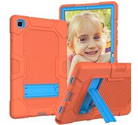 BAUBEY Case for Samsung Galaxy Tab A7 10.4 Inch 2020, Heavy Duty Full Body Hybrid Shockproof Protective Soft Silicone Back Cover with Kickstand for Model SM-T500/T505/T507 (Orange+Blue)