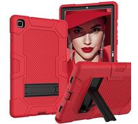 BAUBEY Case for Samsung Galaxy Tab A7 10.4 Inch 2020, Heavy Duty Full Body Hybrid Shockproof Protective Soft Silicone Back Cover with Kickstand for Model SM-T500/T505/T507 (Red+Black)