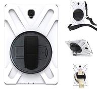 BAUBEY Case for Samsung Galaxy Tab S4 10.5 inch 2018(SM-T830/T835/T837),Heavy Duty Rugged Rotating Stand Shockproof Case Cover with Hand Strap and Shoulder Strap (White)