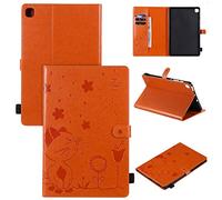 BAUBEY Case for Samsung Galaxy Tab S6 Lite 10.4" 2020 SM-P610, PU Leather Multiple Angle Stand Flip Case with Card Slot & Pencil Holder for Galaxy Tab S6 lite 10.4 inch 2020 (Orange)