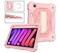 BAUBEY iPad Mini 6 Case 2021, Shockproof Protective Cover with Pencil Holder, Shoulder Strap, Hand Strap, Kickstand for Apple iPad Mini 6th Generation 8.3 Inch A2567 A2568 A2569 (Rose Gold)