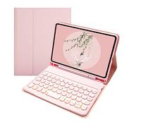 BAUBEY Keyboard Case for iPad Mini 7 Colors Backlit Detachable Keyboard Slim Leather Folio Shockproof Cover for Apple iPad Mini 5 2019/iPad Mini 1 2 3 4 (Pink)