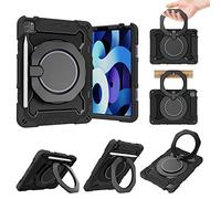 BAUBEY Magnetic Case for iPad Air 4 (10.9-inch 2020) and iPad Pro 11 Inch 2021/2020/2018 Model, Support Pencil 2nd Generation Charging, Shockproof Cover with Hand Strap & Shoulder Strap (Black)