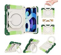 BAUBEY Magnetic Case for iPad Air 4 (10.9-inch 2020) and iPad Pro 11 Inch 2021/2020/2018 Model, Support Pencil 2th Charging, Shockproof Cover with Hand Strap & Shoulder Strap (Colorful Green)