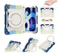 BAUBEY Magnetic Case for iPad Air 4 (10.9-inch 2020) and iPad Pro 11 Inch 2021/2020/2018 Model, Support Pencil 2th Charging, Shockproof Cover with Hand Strap & Shoulder Strap (Colorful Blue)