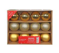Bauble On Wire - Matt Shiny Glitter 12 Pack - Gold