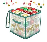 Bauble Ornament Storage Box - 64-Grid Ball Decorations Organizer,Seasonal Ornament Storage Box with Dividers,for Home Apartment School Hotel Farmhouse Office