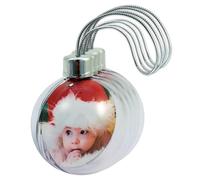Christmas Baubles Personalised Photo Ornament Pack of 4, Large Clear Picture Hanging Tree Decoration - Ideal Stocking Fillers, Xmas Personalised Gifts, or Arts and Crafts (Silver)