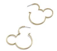 BaubleBar Disney Mickey Mouse Outline Gold-Plated Hoop Earrings - Simple Mickey Mouse Silhouette Hoop Earrings, Gold-Plated Earrings for Women, Disney Jewelry and Accessories, Women’s Fashion Jewelry,