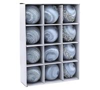 Baubles - 12 Pcs Silver Christmas Balls | Velvet Ball Ornaments | Shatterproof Giant Baubles for Christmas Tree