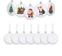 Baubles for Christmas Trees - Pack of 12 Flat White Paintable, Create Your Own Christmas Decorations for Parties - for Indoor Outdoor Sills Yard Garden Parties Patio Porch