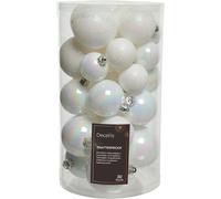 Baubles Iris White Kaemingk Shatterproof Pk 30 Assorted Sizes 022917