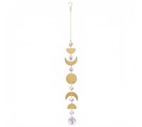 BAUCH Moon Phase Wall Hanging, 1 Piece, Golden Wood & Metal Elements, 49 cm - Boho Design for Living Room, Bedroom & Office, Ideal as a Gift