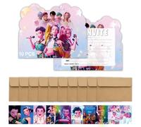 BAUCH Set of 10 K-Pop Demon Hunter Dance Style Birthday Invitation Cards - K-Pop Demon Hunters Birthday - Pre-Made Cards in French for Birthday Parties or Tea Parties (A)
