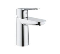 GROHE BauEdge - Smooth Body Single-Lever Basin Mixer Tap (1-Hole Installation, Metal Lever, 28mm Ceramic Cartridge, Water Saving Technology, No Waste Set, Tails 3/8 inch), Size 144mm, Chrome, 23330000