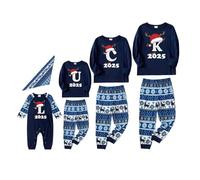 BAUENIEROY couples christmas pyjamas, Family Christmas Pyjamas Set Letter Printed Mens Womens Kids Pjs Family Xmas Matching Pyjama Cartoon Cute Boys Girls Christmas Pj, kids 2-3 Years Letter B