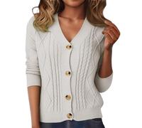 Bauenieroy womens cardigan, Cardigans For Women UK Casual V Neck Sweaters Spring Autumn Winter Long Sleeve Knitted Cozy Cardigan Sweater Hoodies Ladies Fashion Cashmere Blouses Outfits Clothing Khaki